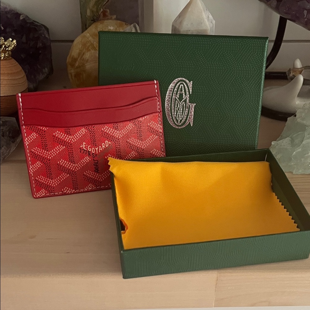 Goyard Red Goyardine Pattern Leather Card Holder